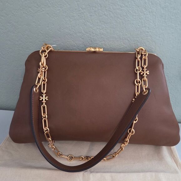 Tory Burch Cleo Leather Bag In Moose - Picture 6 of 15